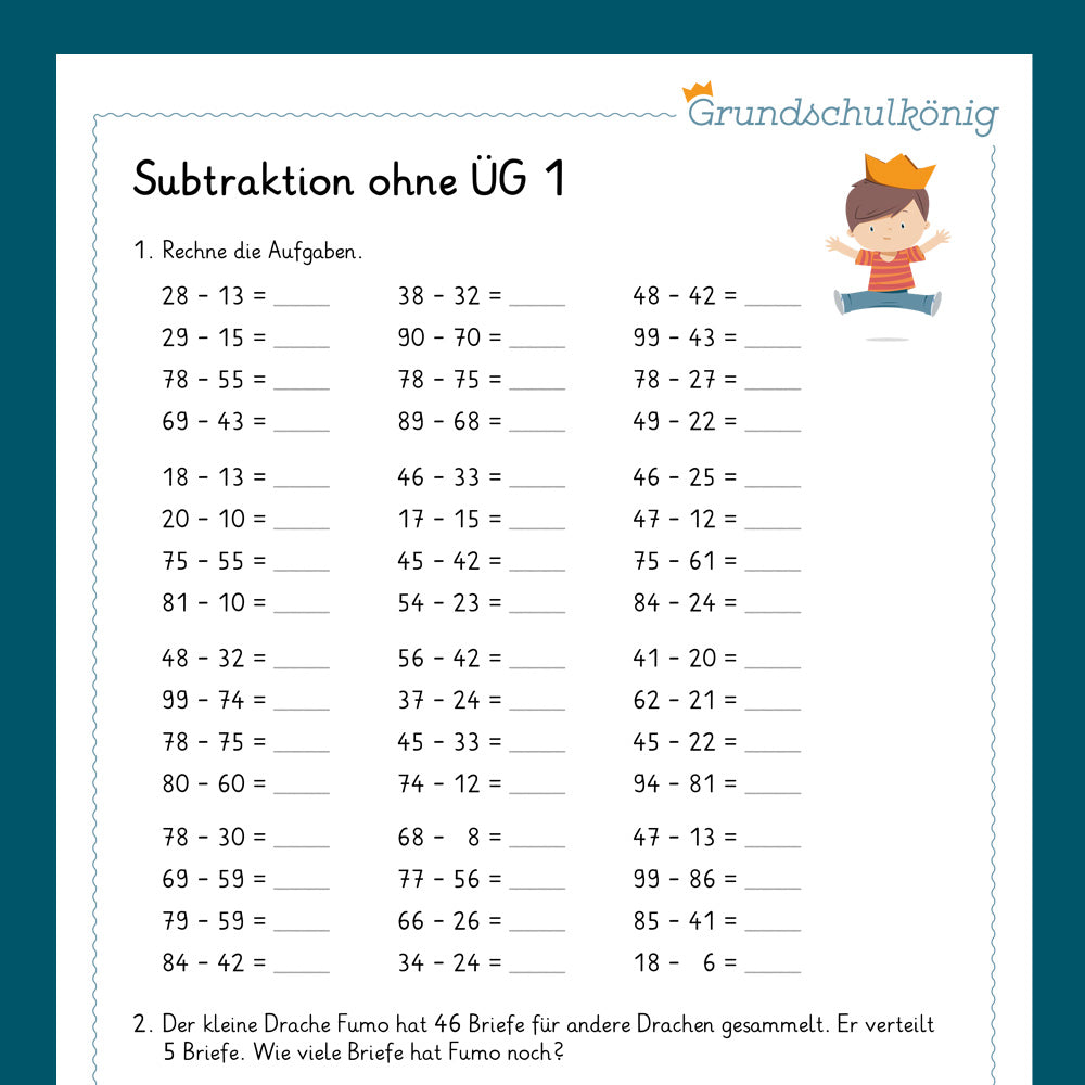 Königspaket: Subtrahieren im ZR 100 - ohne Zehnerüberschreitung (Mathe, 2. Klasse) - inklusive Test