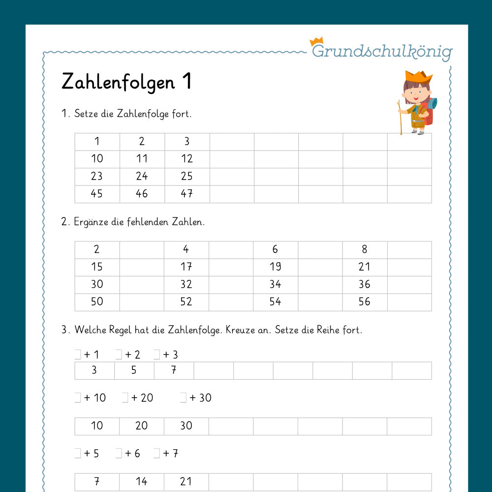 Königspaket: Zahlendarstellung & Zahlenfolgen (Mathe, 2. Klasse) - inklusive Test