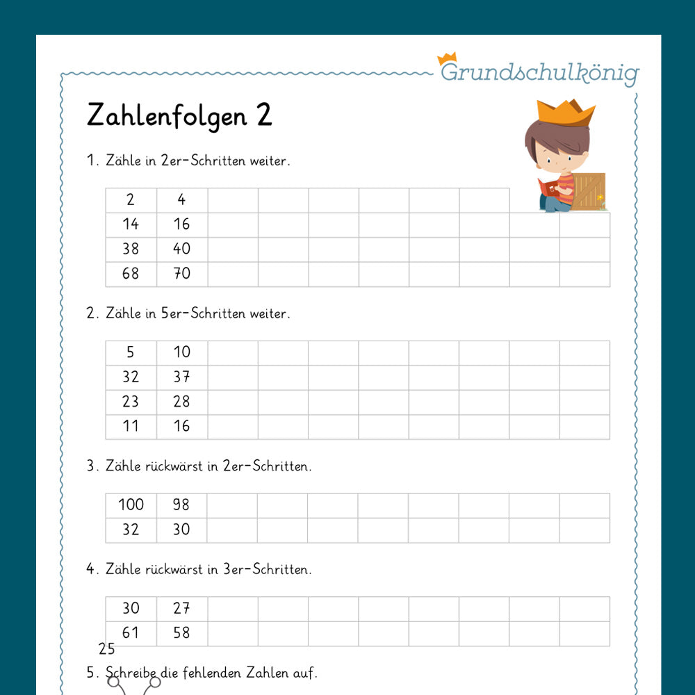 Königspaket: Zahlendarstellung & Zahlenfolgen (Mathe, 2. Klasse) - inklusive Test
