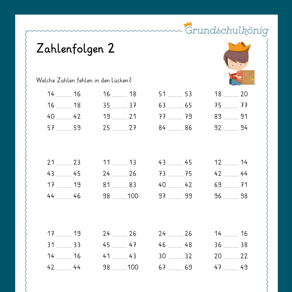 Königspaket: Zahlendarstellung & Zahlenfolgen (Mathe, 2. Klasse) - inklusive Test