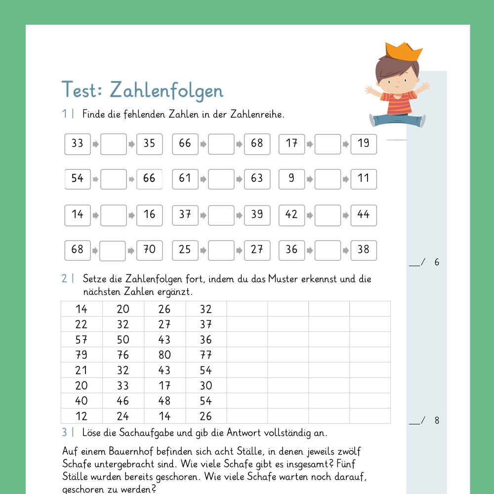 Königspaket: Zahlendarstellung & Zahlenfolgen (Mathe, 2. Klasse) - inklusive Test