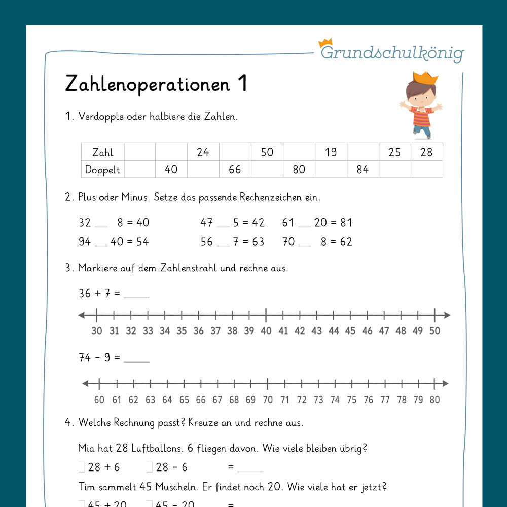 Königspaket: Zahlenoperationen im ZR 100 (Mathe, 2. Klasse) - inklusive Test