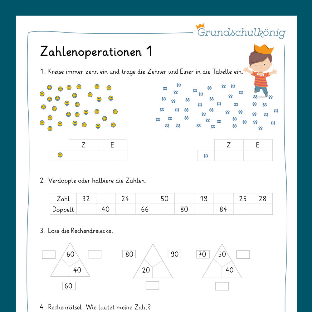 Königspaket: Zahlenoperationen im ZR 100 (Mathe, 2. Klasse) - inklusive Test