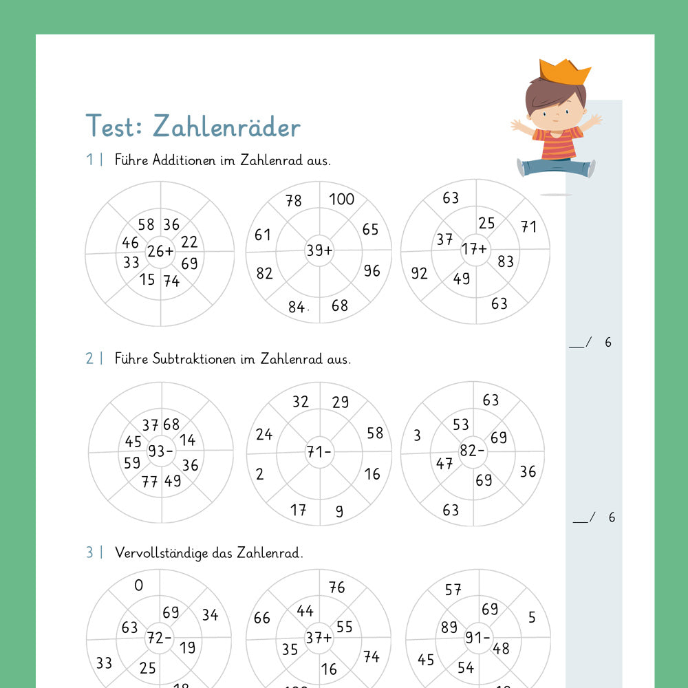 Königspaket: Zahlenräder (Mathe, 2. Klasse) - inklusive Test