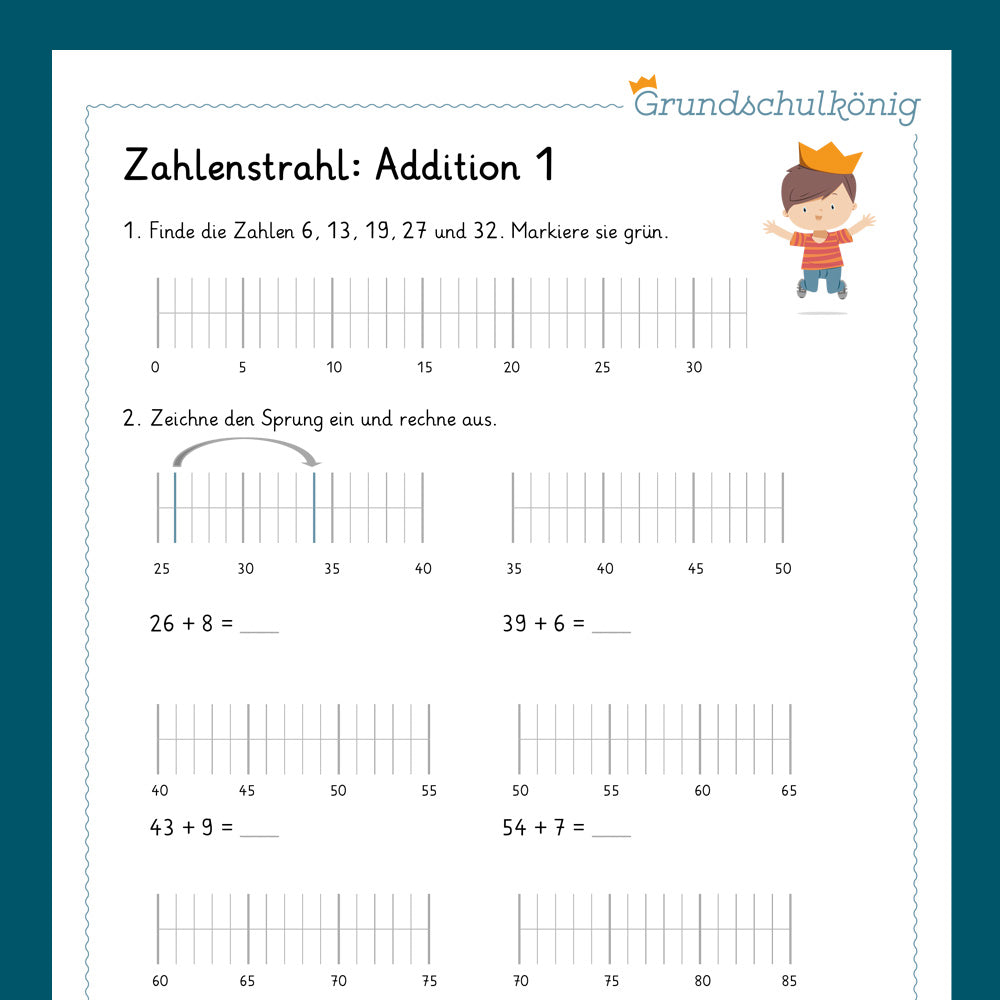 Königspaket: Zahlenstrahl (Mathe, 2. Klasse) - inklusive Test