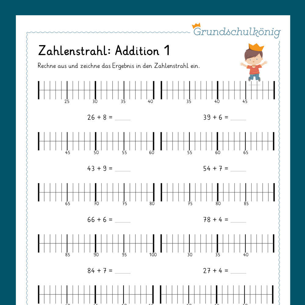 Königspaket: Zahlenstrahl (Mathe, 2. Klasse) - inklusive Test