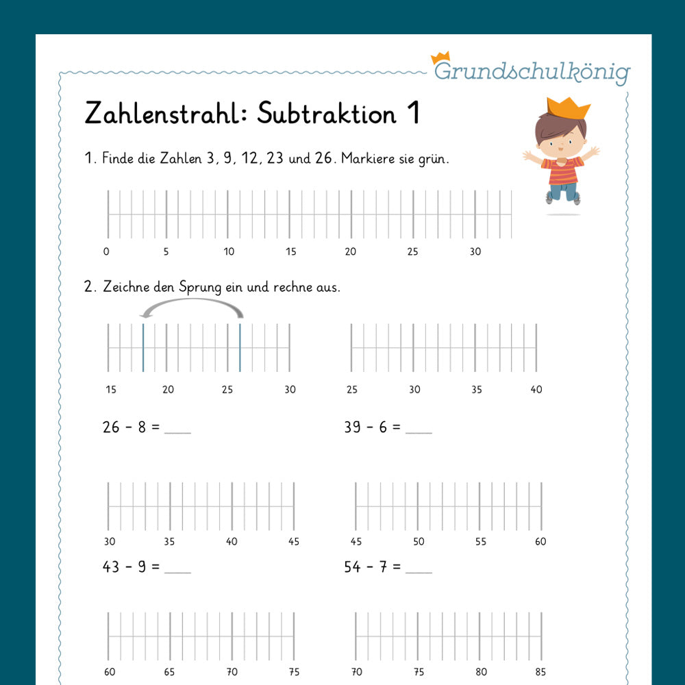 Königspaket: Zahlenstrahl (Mathe, 2. Klasse) - inklusive Test