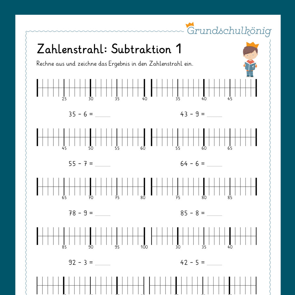 Königspaket: Zahlenstrahl (Mathe, 2. Klasse) - inklusive Test