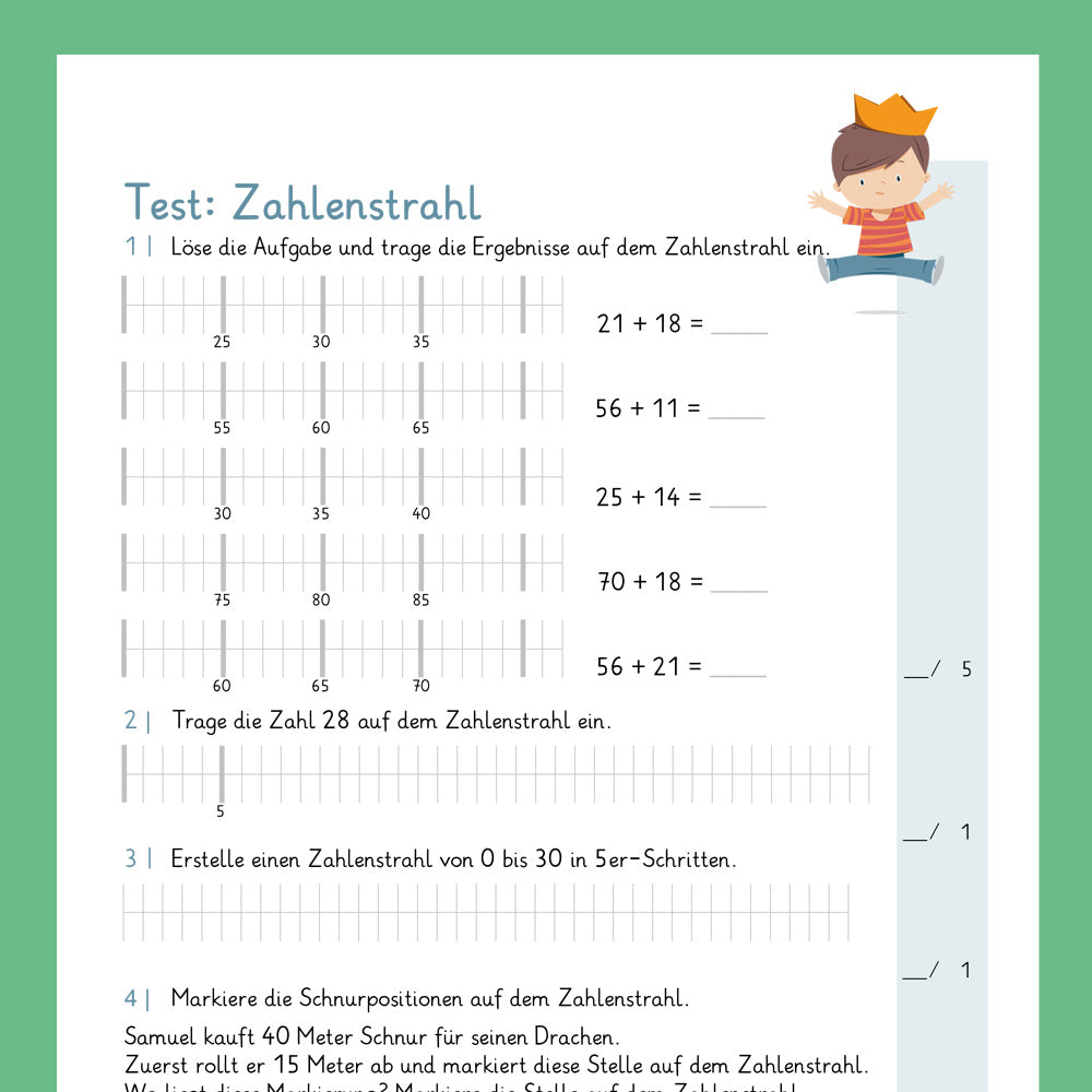 Königspaket: Zahlenstrahl (Mathe, 2. Klasse) - inklusive Test