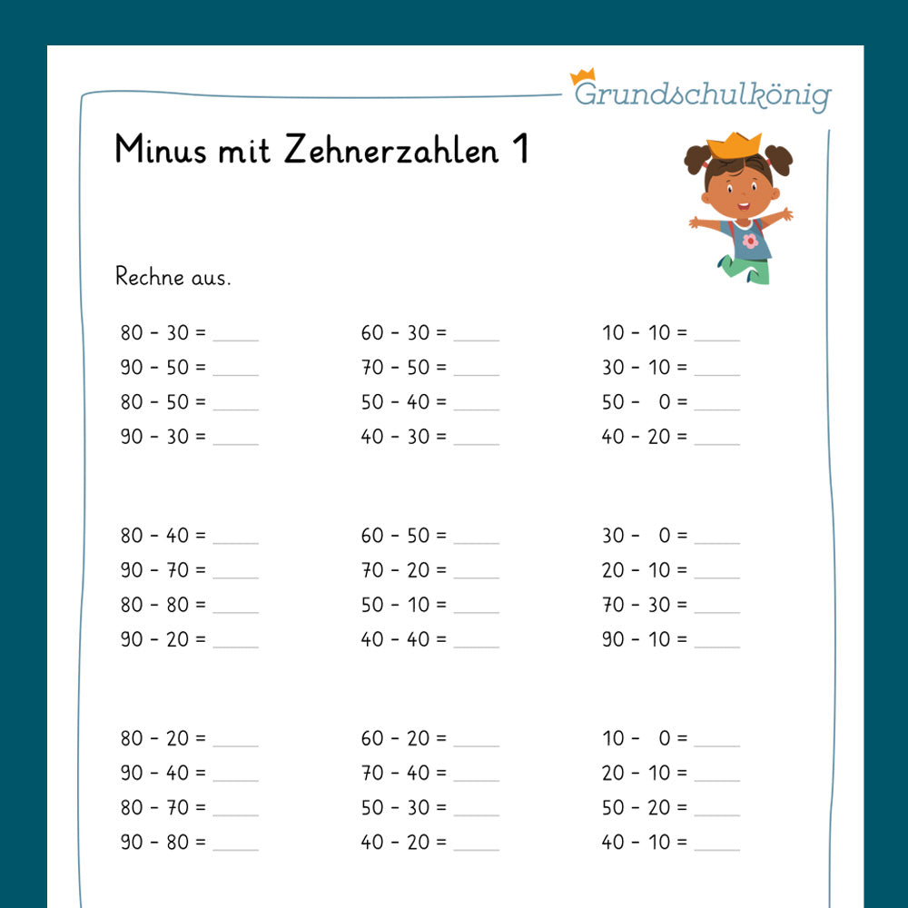Königspaket: Addition und Subtraktion mit Zehnerzahlen (Mathe, 2. Klasse) - inklusive Test