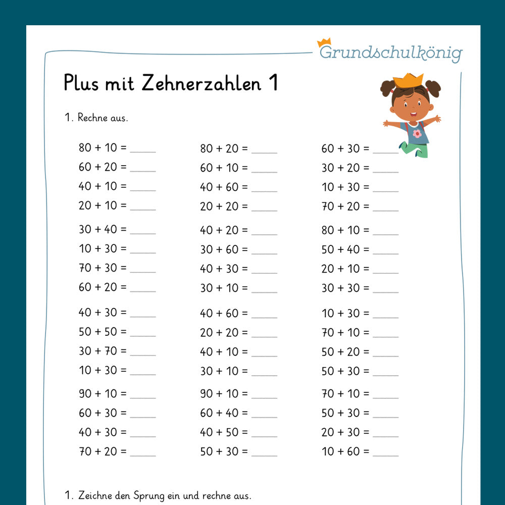 Königspaket: Addition und Subtraktion mit Zehnerzahlen (Mathe, 2. Klasse) - inklusive Test