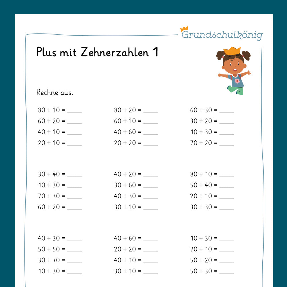 Königspaket: Addition und Subtraktion mit Zehnerzahlen (Mathe, 2. Klasse) - inklusive Test