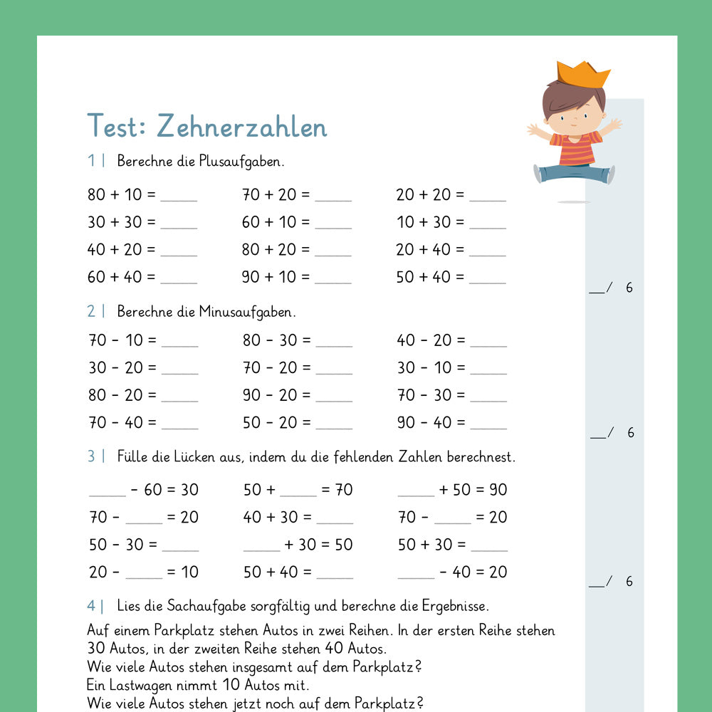 Königspaket: Addition und Subtraktion mit Zehnerzahlen (Mathe, 2. Klasse) - inklusive Test