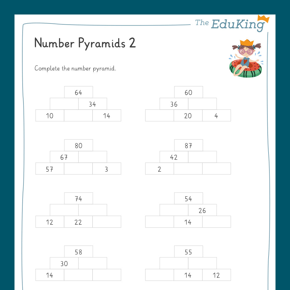 Nmber Pyramids Master Bundle: Number Pyramids with Two-Digit Numbers – Grundschulkönig ...