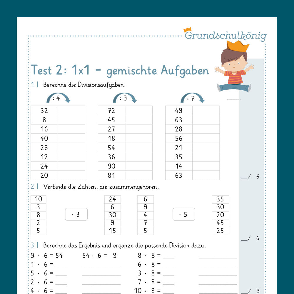 Testsammlung (1x1) für Mathe in der 2. Klasse - Teil 2