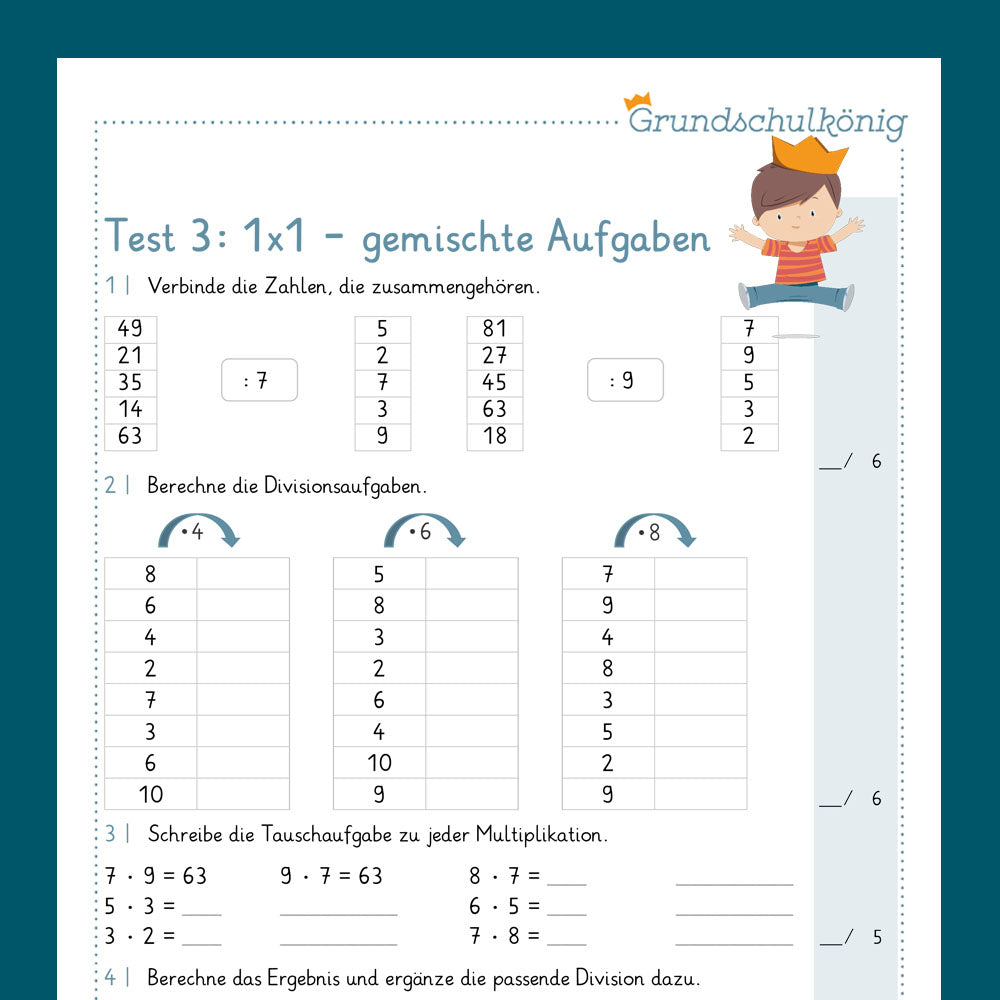 Testsammlung (1x1) für Mathe in der 2. Klasse - Teil 2