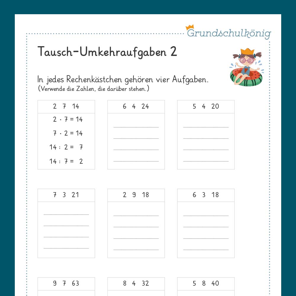 Königspaket: Tausch- & Umkehraufgaben (Mathe, 2. Klasse) - inklusive Test