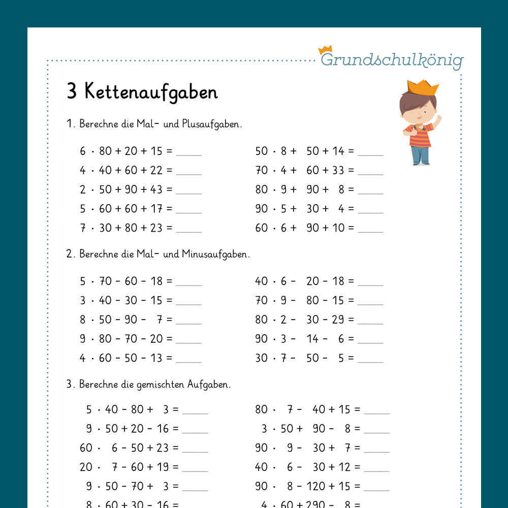 Mathe, 3. Klasse: Wiederholung des Jahresstoffs 1
