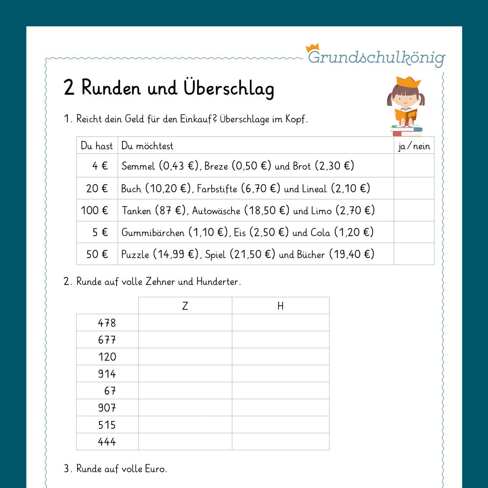 Mathe, 3. Klasse: Wiederholung des Jahresstoffs 3