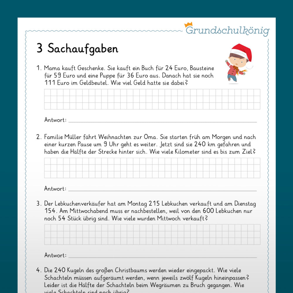 Mathe, 3. Klasse: Wiederholung des Jahresstoffs 3