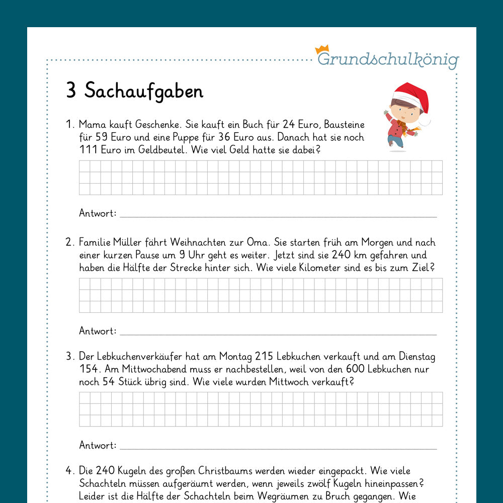Mathe, 3. Klasse: Wiederholung des Jahresstoffs 3