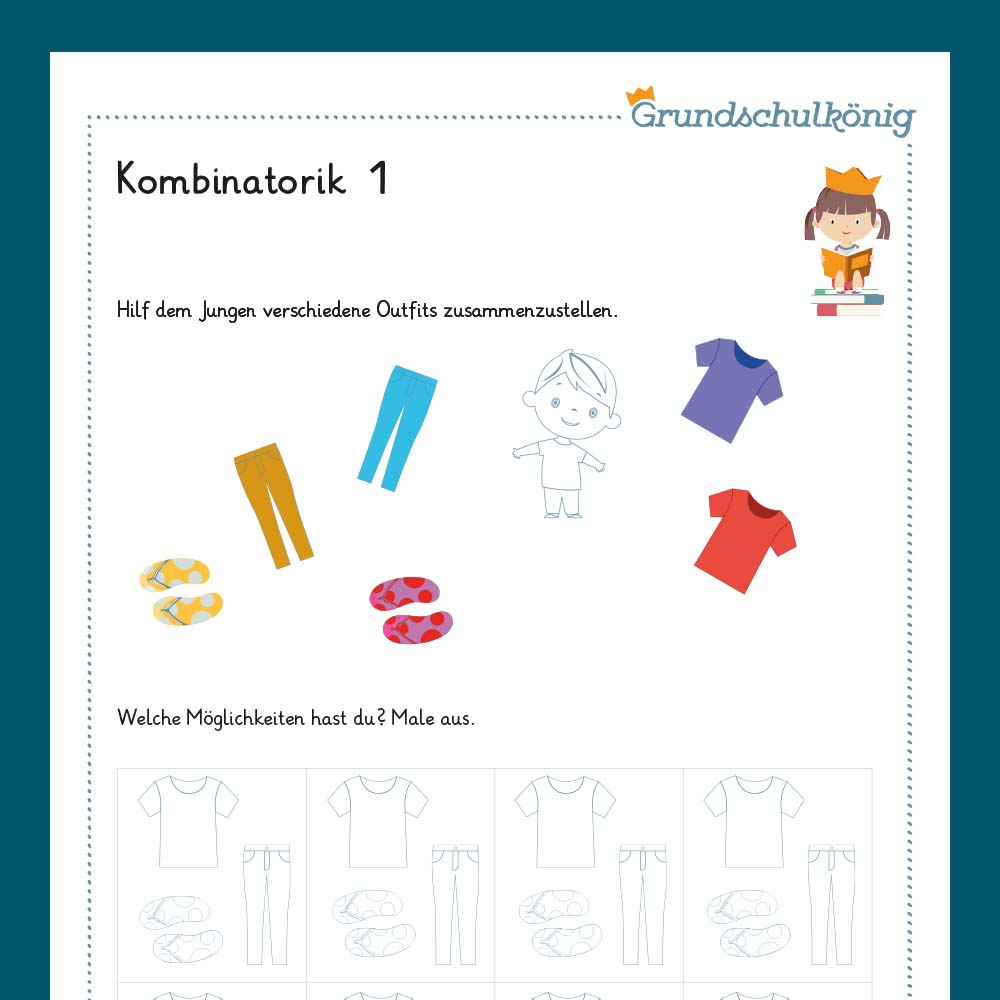 Königspaket: Kombinatorik (Mathe, 3. Klasse) - inklusive Test