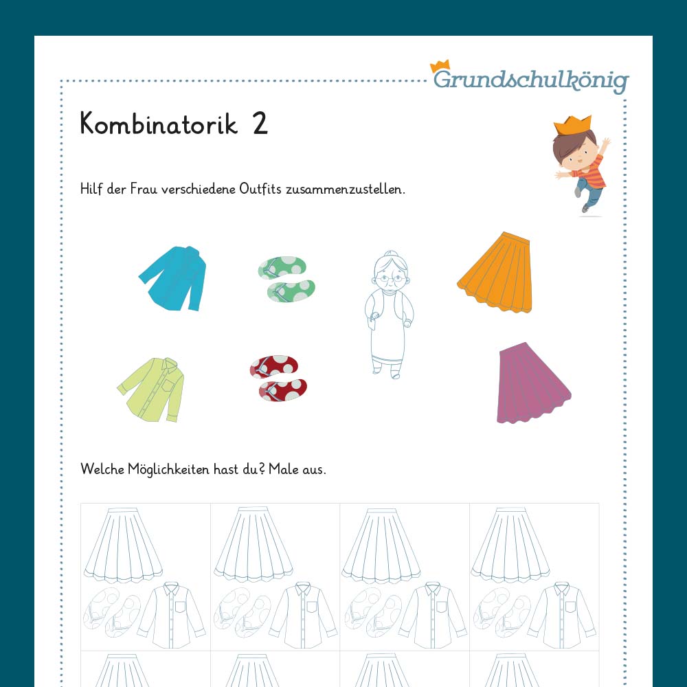 Königspaket: Kombinatorik (Mathe, 3. Klasse) - inklusive Test