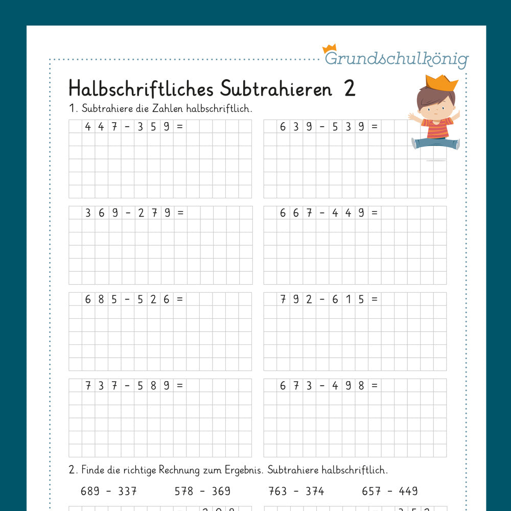 Königspaket: Halbschriftliches Subtrahieren (Mathe, 3. Klasse) - inklusive Test