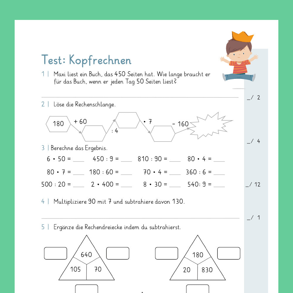 Königspaket: Kopfrechnen (Mathe, 3. Klasse) - inklusive Test