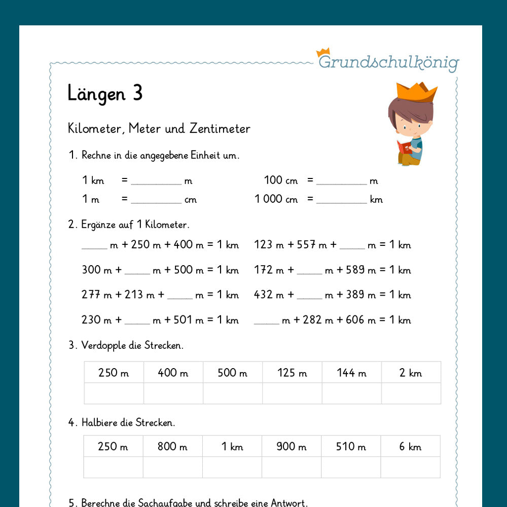 Königspaket: Längen (Mathe, 3. Klasse) - inklusive Test!