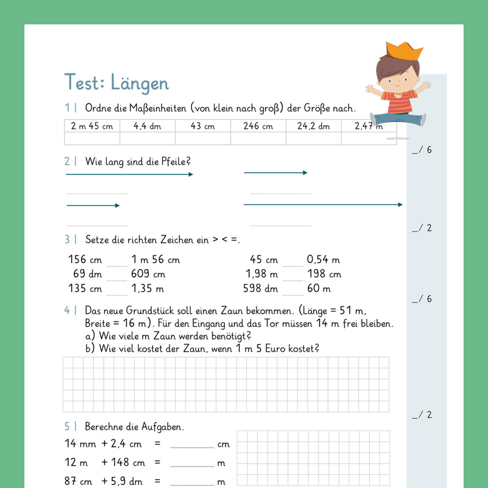 Königspaket: Längen (Mathe, 3. Klasse) - inklusive Test