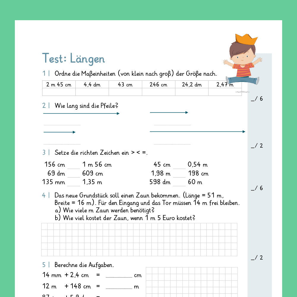 Königspaket: Längen (Mathe, 3. Klasse) - inklusive Test