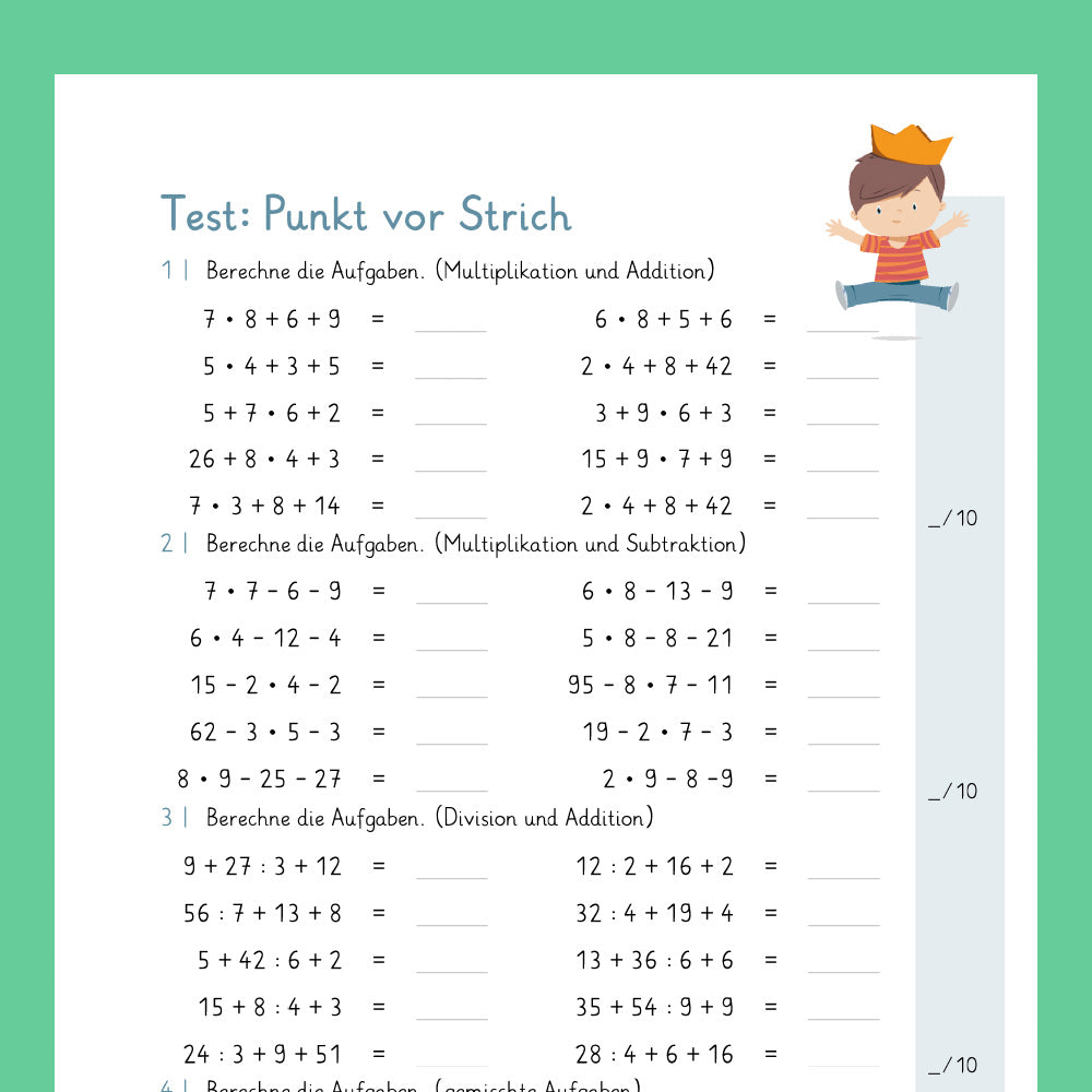 Königspaket: Punkt vor Strich (Mathe, 3. Klasse) - inklusive Test