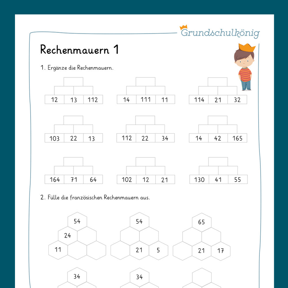 Königspaket: Rechenmauern (Mathe, 3. Klasse) - inklusive Test