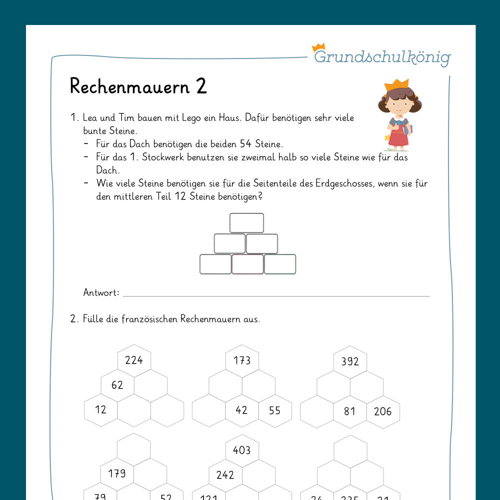 Königspaket: Rechenmauern (Mathe, 3. Klasse) - inklusive Test