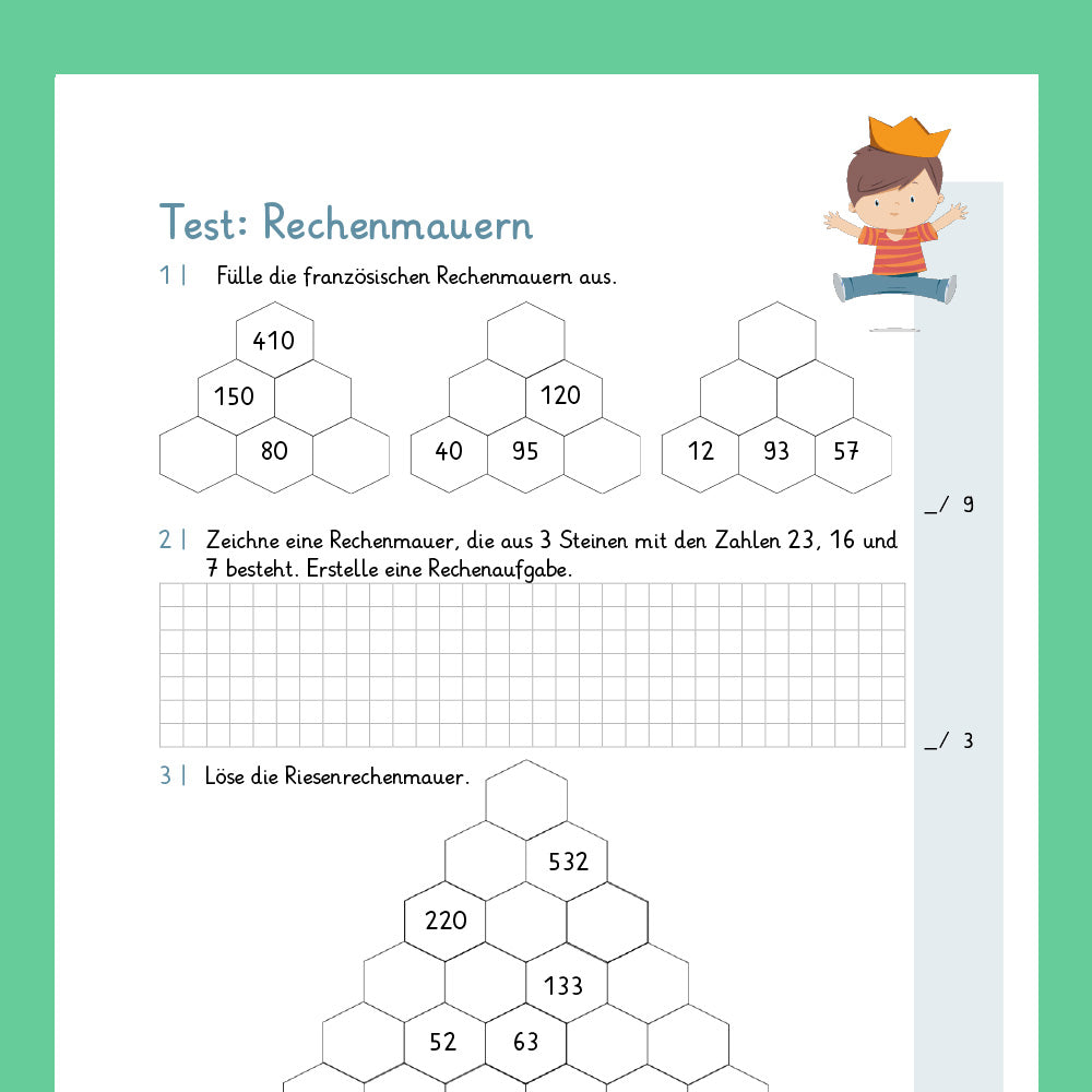 Königspaket: Rechenmauern (Mathe, 3. Klasse) - inklusive Test