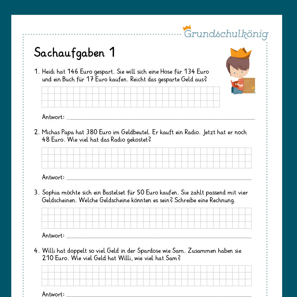 Königspaket: Sachaufgaben (Mathe, 3. Klasse) - inklusive Test