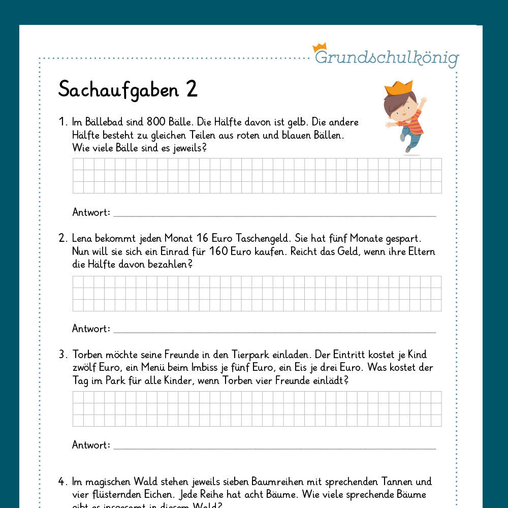 Königspaket: Sachaufgaben (Mathe, 3. Klasse) - inklusive Test