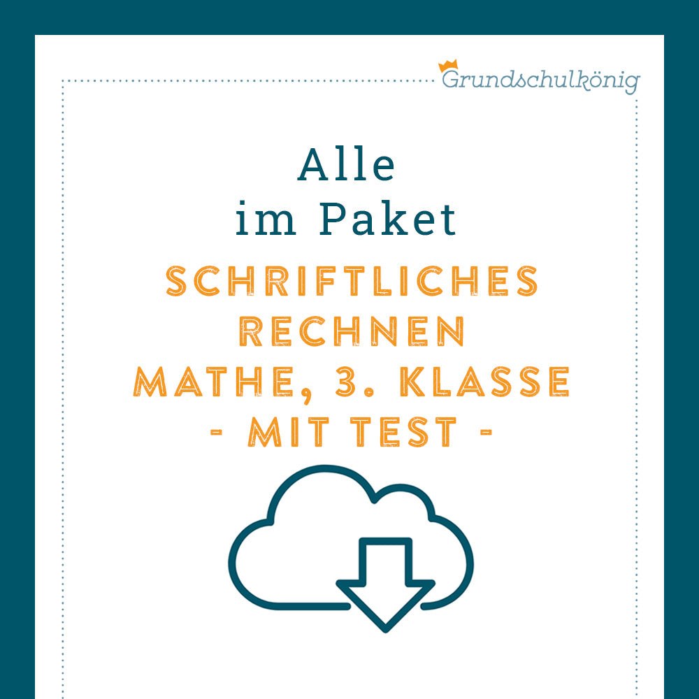 Königspaket: Gemischte Aufgaben zum schriftlichen Rechnen im ZR 1 000 (Mathe, 3. Klasse) - inklusive Test
