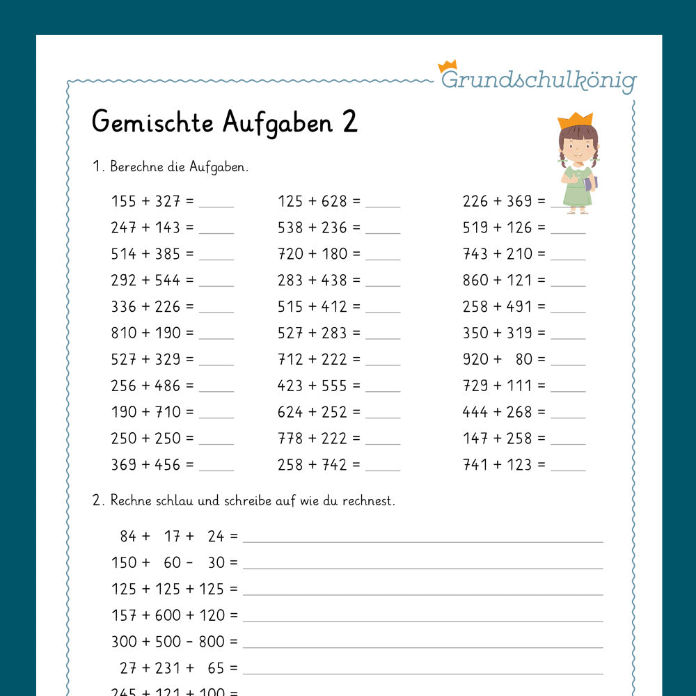 Königspaket: Gemischte Aufgaben im ZR 1 000 (Mathe, 3. Klasse) - inklusive Test