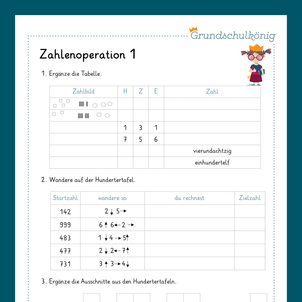 Königspaket: Zahlenoperationen im ZR 1 000 (Mathe, 3. Klasse) - inklusive Test