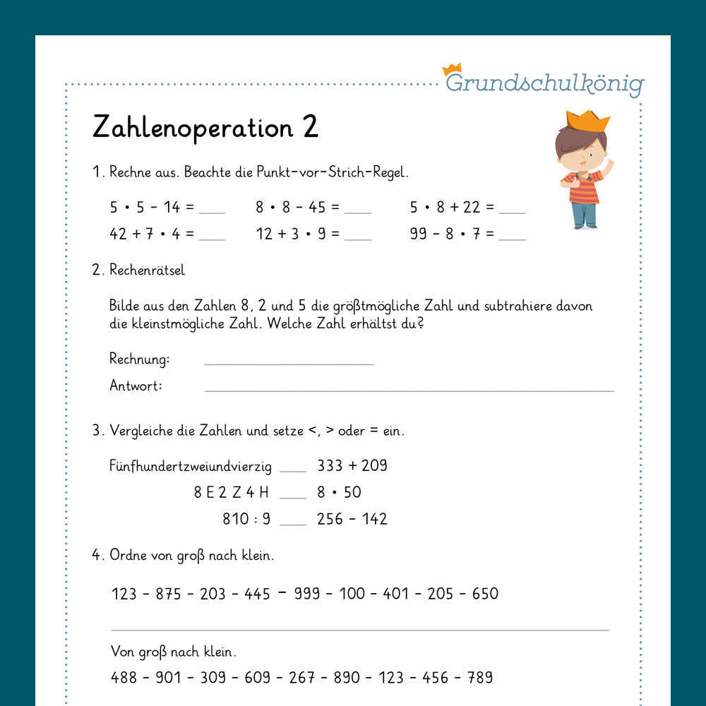 Königspaket: Zahlenoperationen im ZR 1 000 (Mathe, 3. Klasse) - inklusive Test