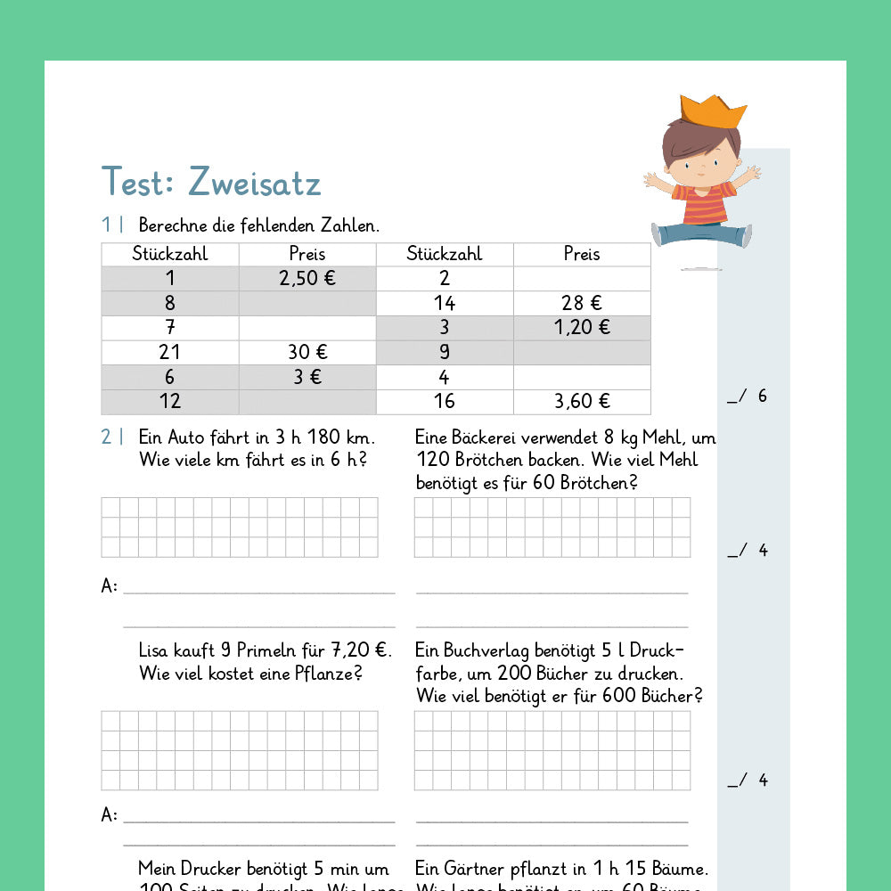 Königspaket: Zweisatz (Mathe, 3. Klasse) - inklusive Test