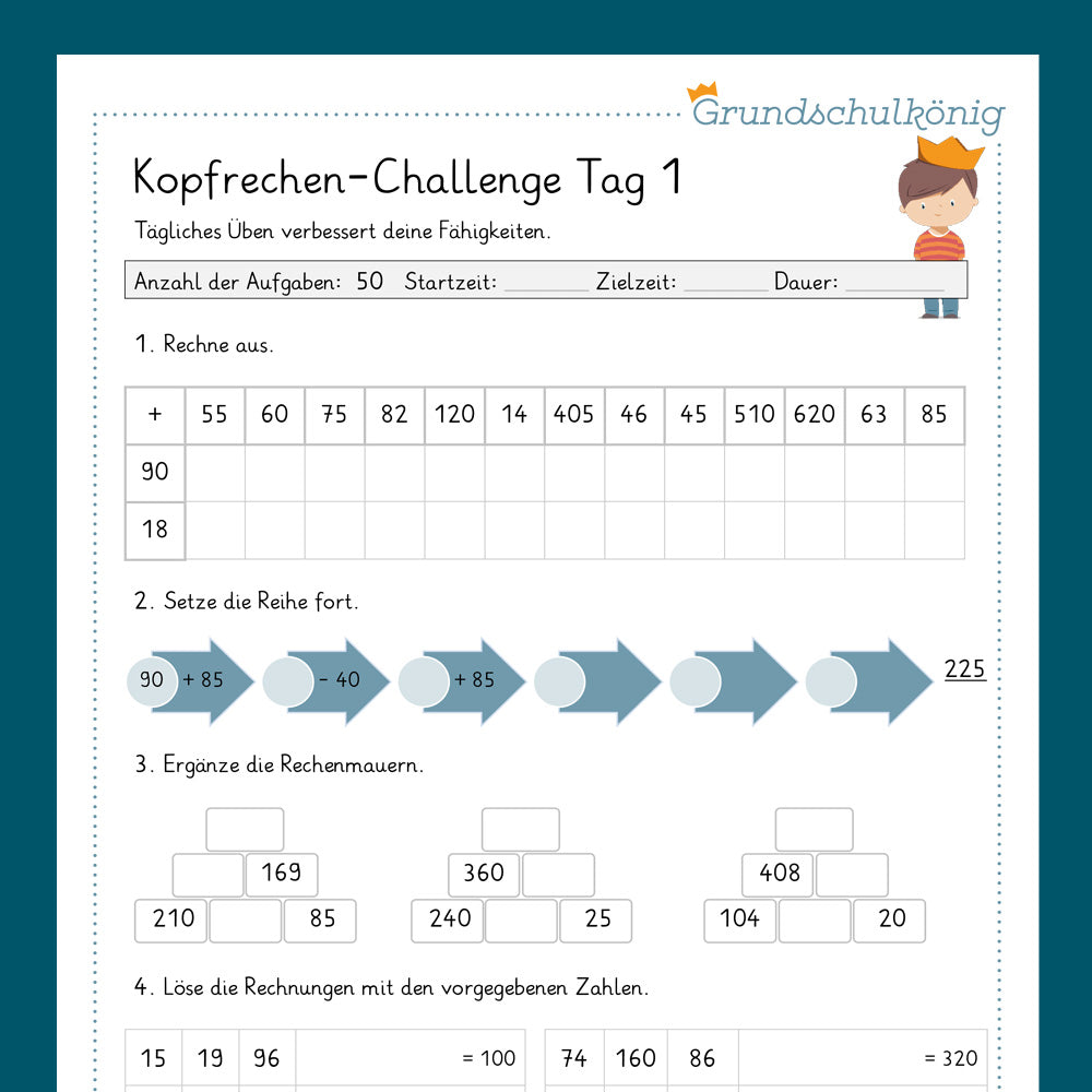 Die 14-Tage-Kopfrechen-Challenge im Zahlenraum 1 000