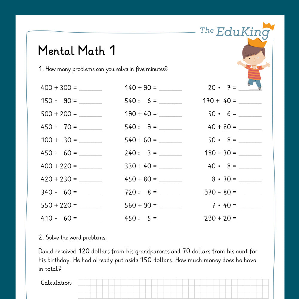Master Bundle: Mental Math (Math, Grade 3) - including a Test