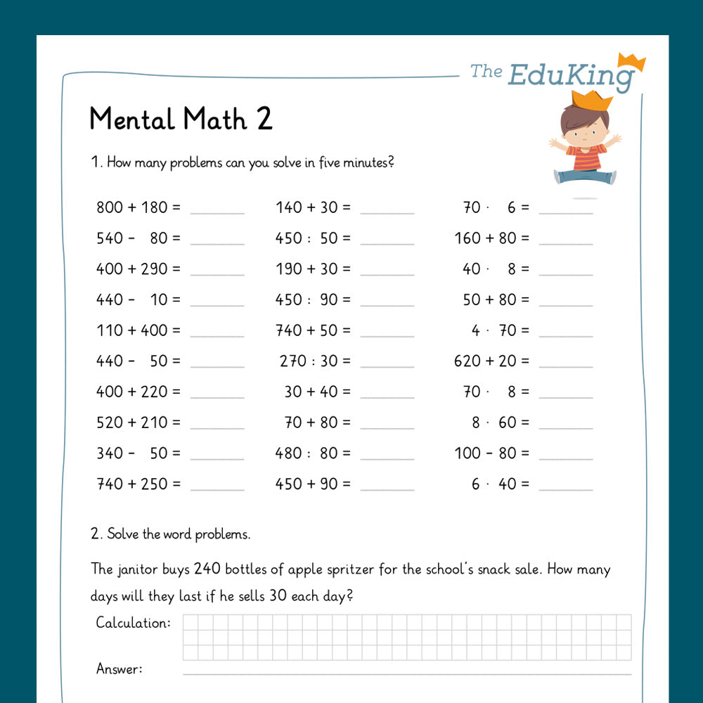 Master Bundle: Mental Math (Math, Grade 3) - including a Test