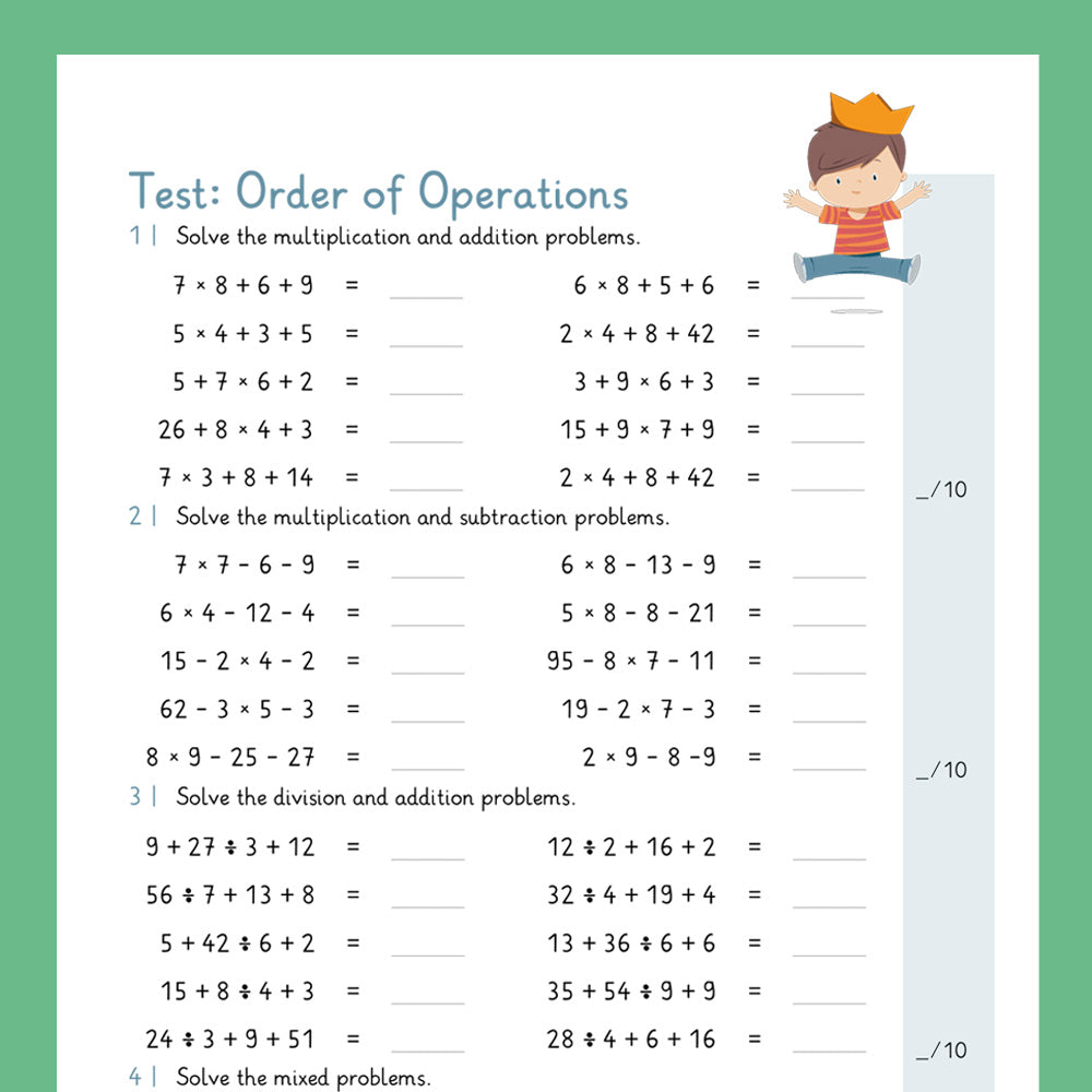 Master Bundle: Order of Operations (PEMDAS) (Math, Grade 3) - including a Test