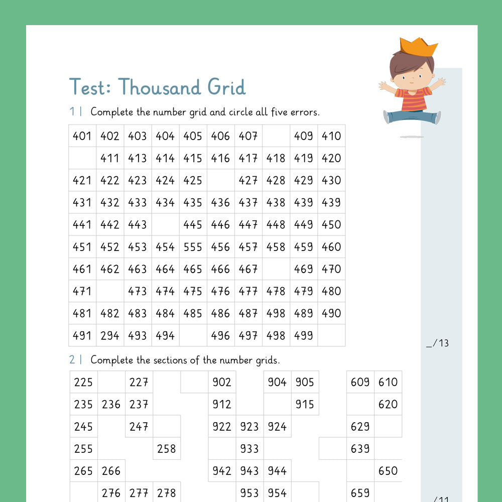 Master Bundle: Thousand Grid (Math, Grade 3) - including a Test