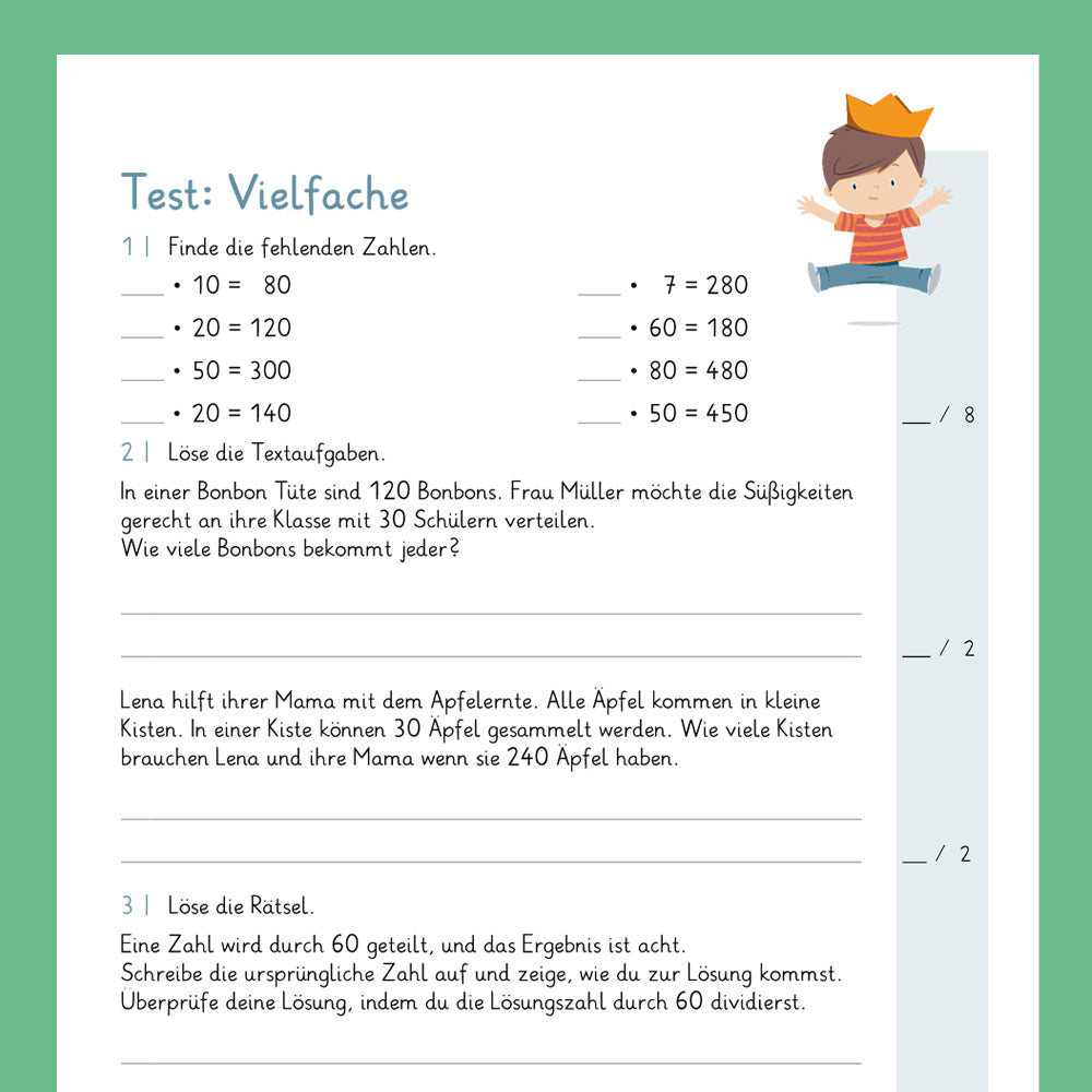 Königspaket: Division mit Vielfachen von 10 (Mathe, 4. Klasse) - inklusive Test