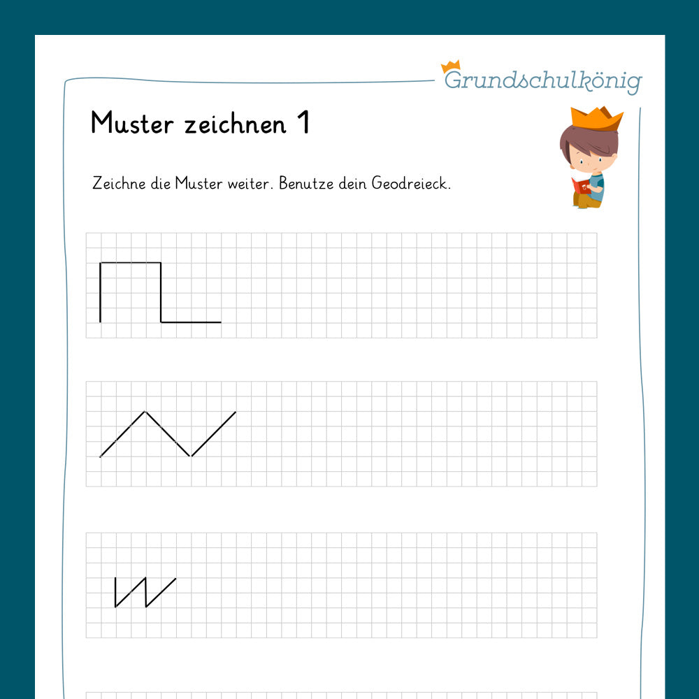 Königspaket: Muster zeichnen (Mathe, 4. Klasse) - inklusive Test